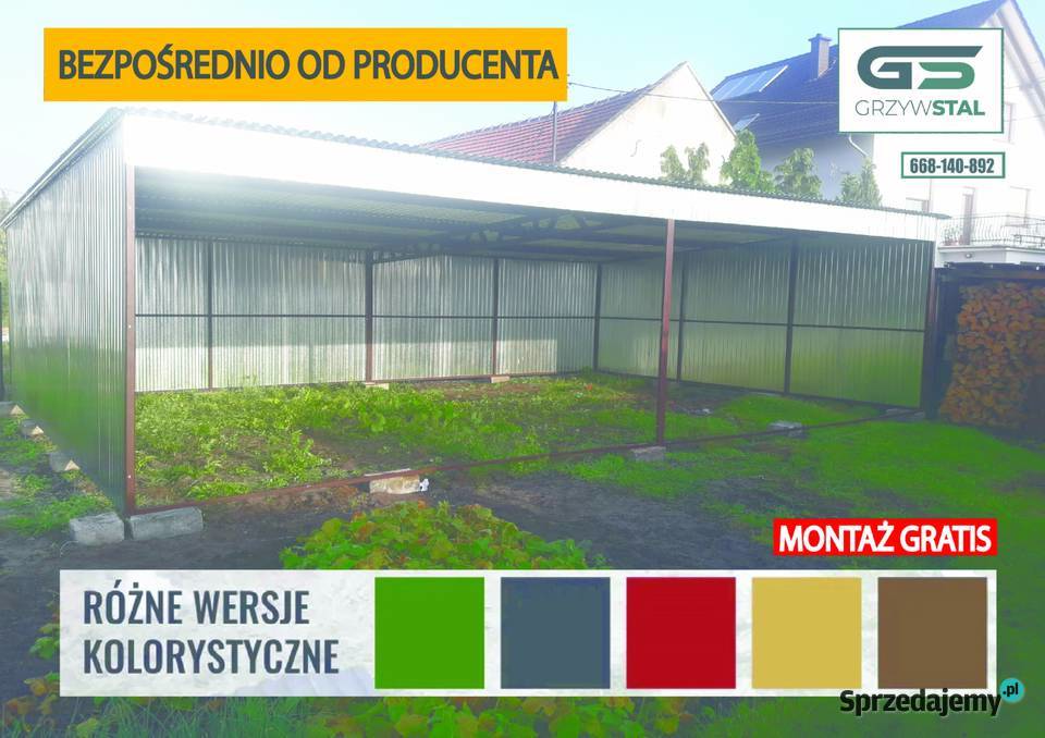Otwarty Garaż Blaszany Wiata na Maszyny Magazyn 60m2 świętokrzyskie Sandomierz
