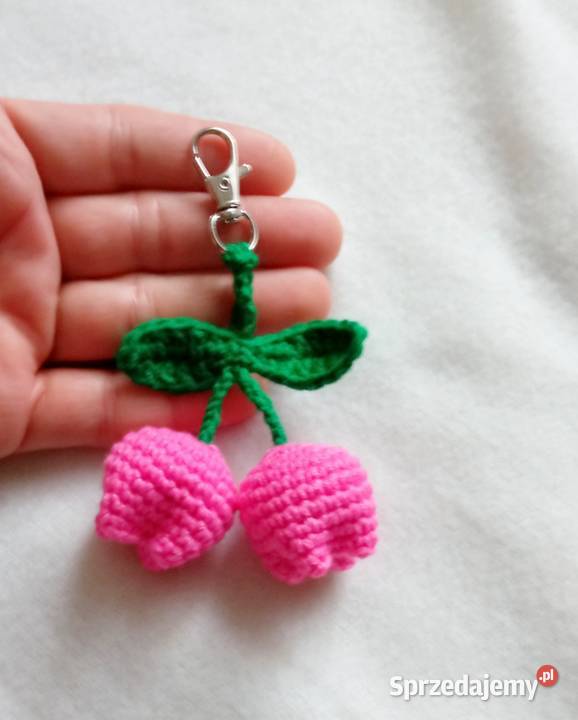 Tulipany wykonane na szydełku brelok Łask