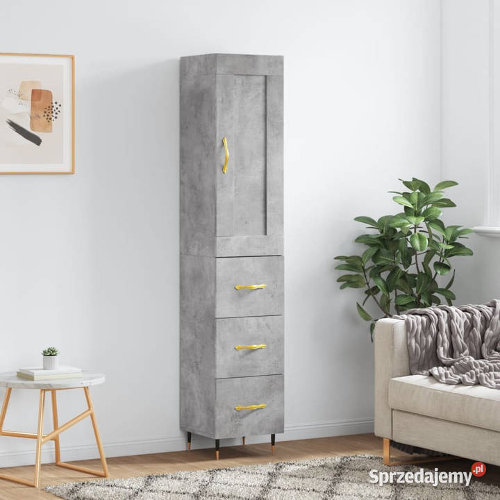 Wysoka szafka szarość betonu 345x34x180 Warszawa