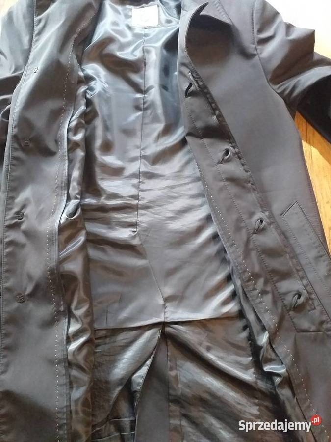 Czarny męski płaszcz biznesowy FF 48176 Katowice