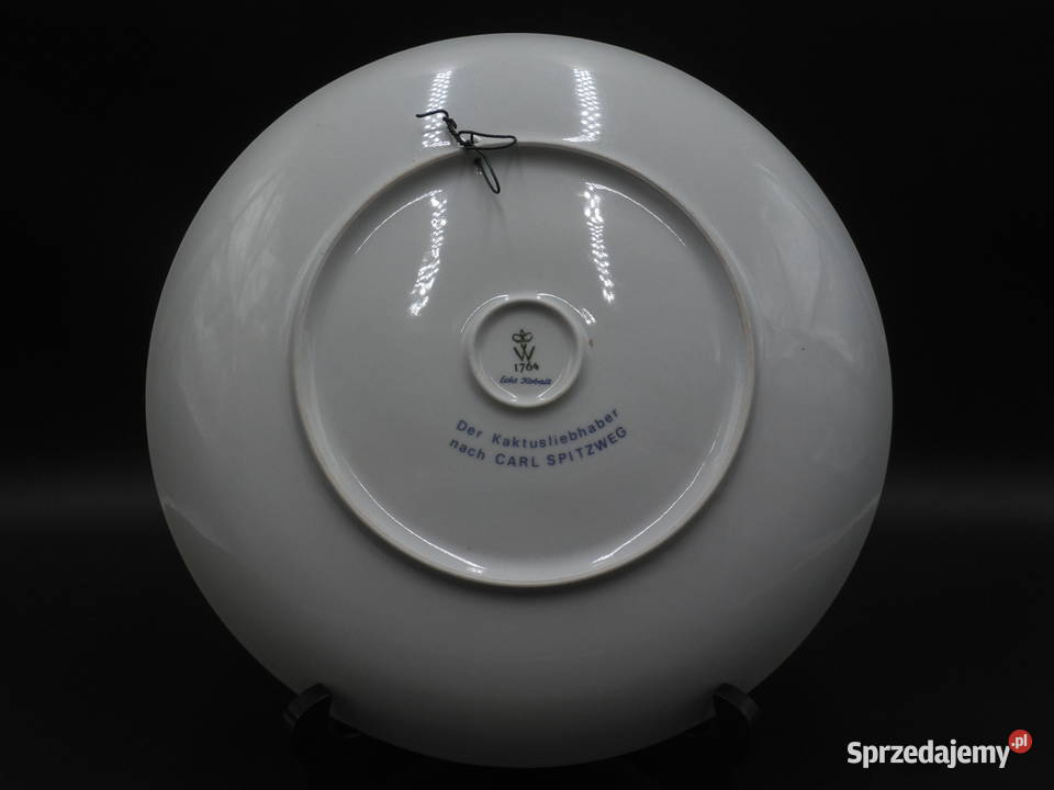 Talerz obraz autor Spitzweg Wallendorf kobalt 27 Porcelana i szkło wielkopolskie Raszków