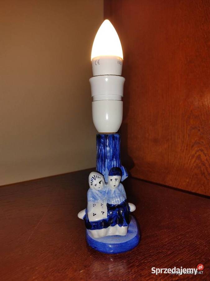 Lampa porcelanowa Holandia 1940 oryginał vintage świętokrzyskie Przeczów sprzedam