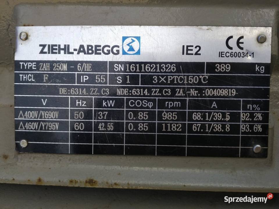 Nowy wentylator silnik 37kw Siehl Abegg wyciąg łódzkie Skierniewice sprzedam