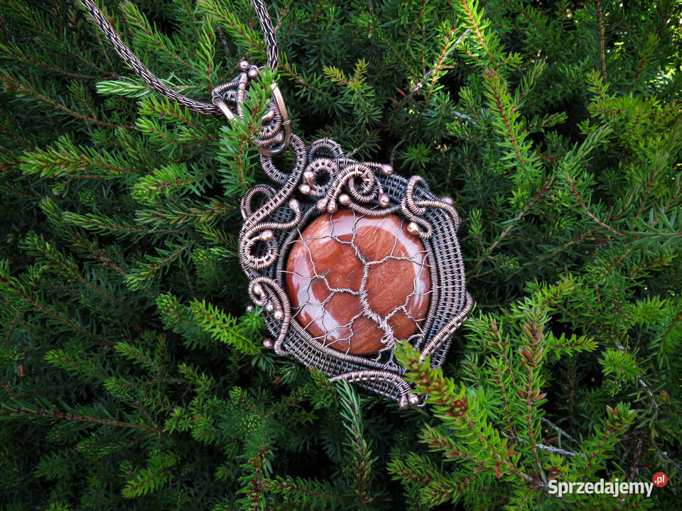 Miedziany wisiorek jaspis drzewo życia handmade Wisiorki Wieliczka