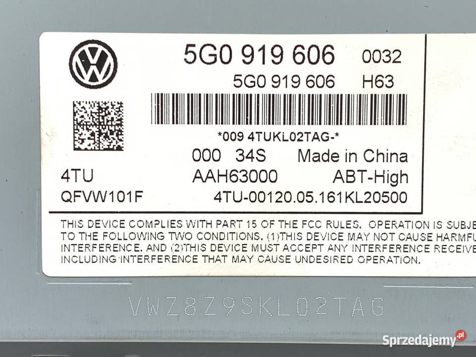 RADIO VW PASSAT B8 5G0919606 ODTWARZACZ