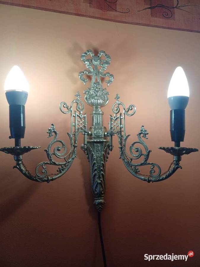 Piękny stary mosiężny kinkiet wielkopolskie