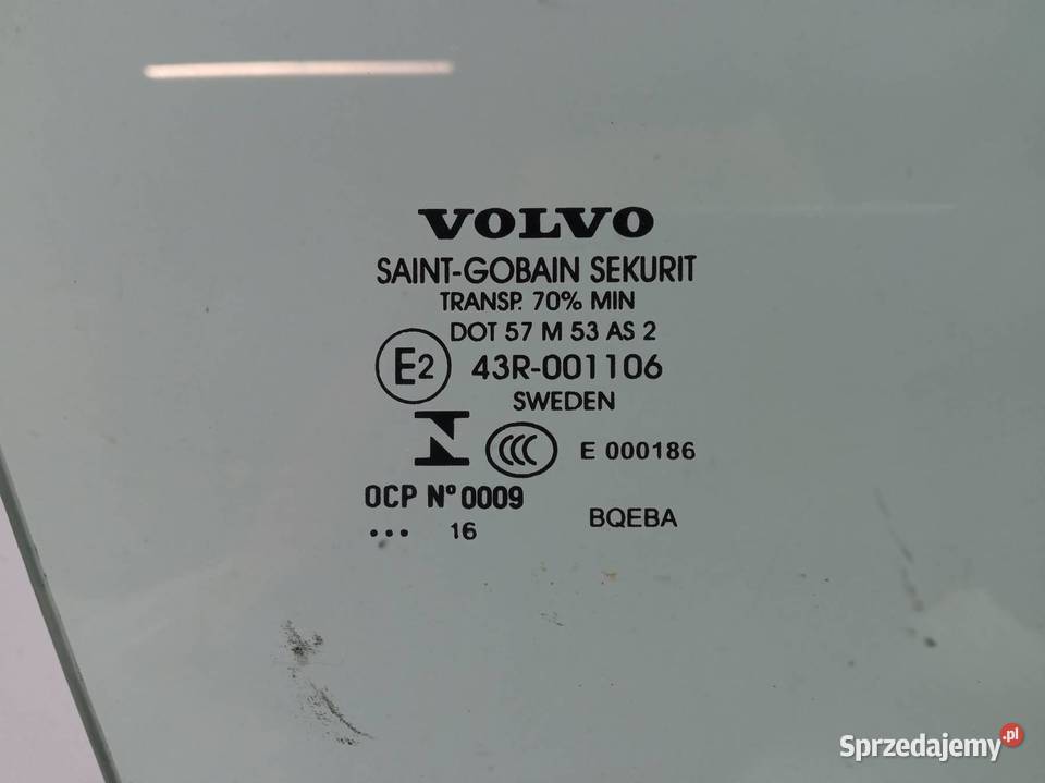 SZYBA DRZWI PRAWY PRZÓD 43R001106 Volvo S90 II świętokrzyskie sprzedam