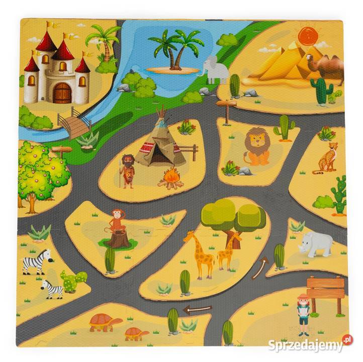 Mata piankowa dzieci puzzle safari