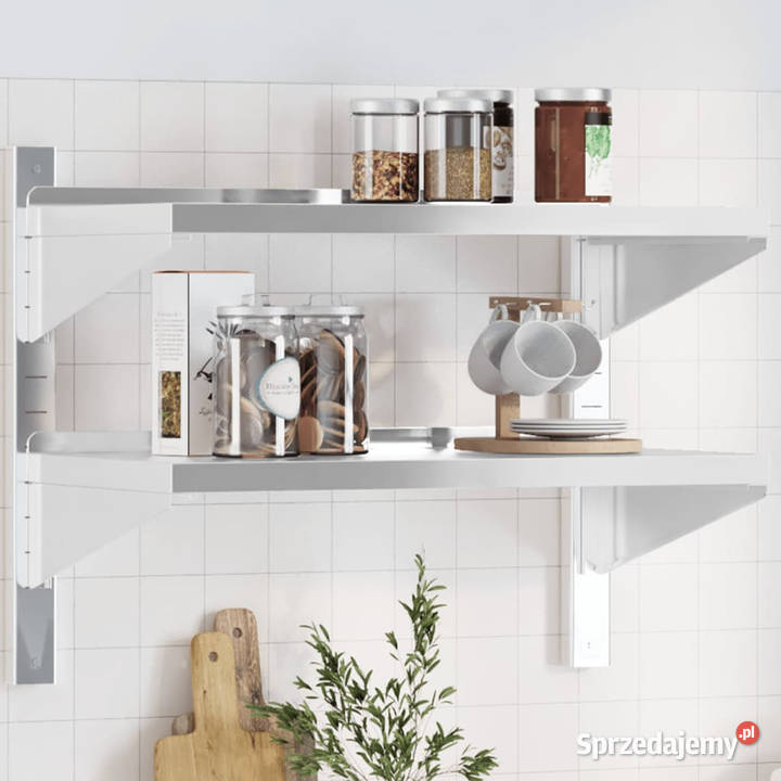 Półka ścienna podwójna 75x40x60 srebrna stal Warszawa sprzedam