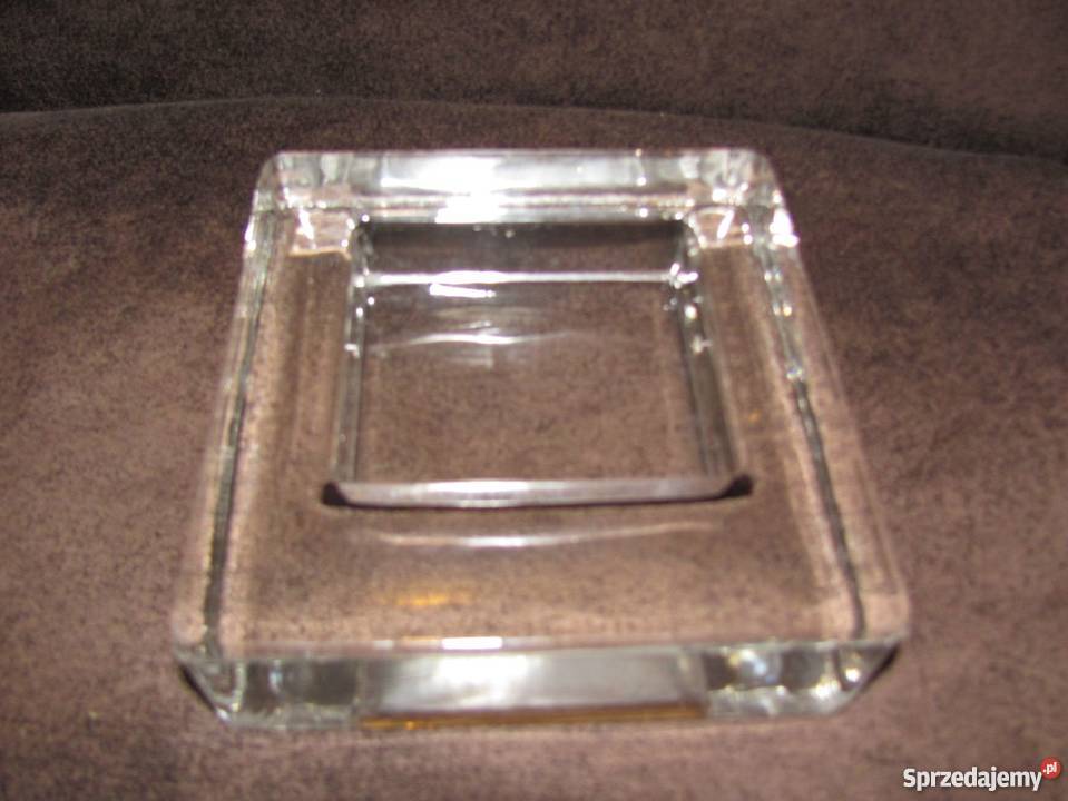 Popielnica szklana duża ciężka przezroczysta Zamość
