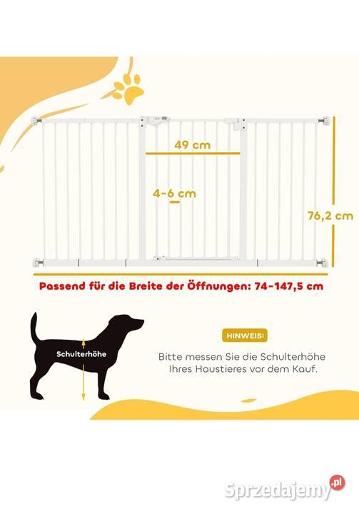 Bramka Ochronna na Schody Drzwi PawHut Bez Dla psów Gorzów Wielkopolski sprzedam