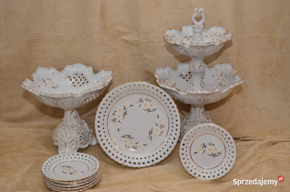 Owocarki duża mała talerze deser Porcelana Środa Wielkopolska