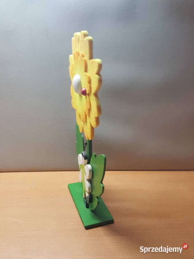 DEKORACJA drewniana kwiatek ozdobny stojący wielokolorowy