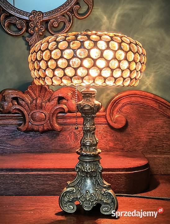 Piękna lampa witrażowa mosiądz szklane kaboszony Wysoka sprzedam