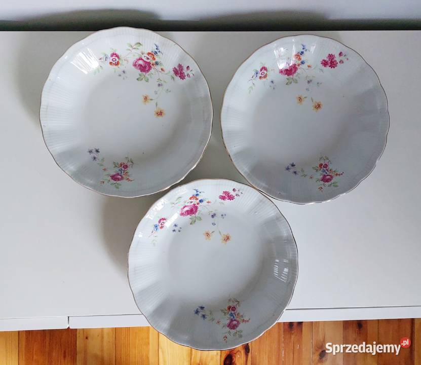 porcelana Wałbrzych 3 miski średnica 22 kwiaty Porcelana i szkło Poznań