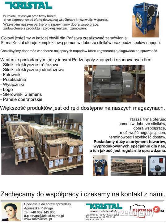 Silnik 055kW z przekładnią 50 i wałem 70obr 230V Czarnylas