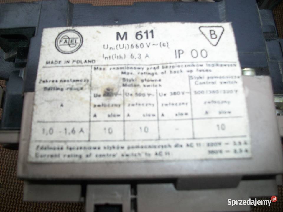 Wyłącznik silnikowy M611 zakres116A małopolskie Olkusz