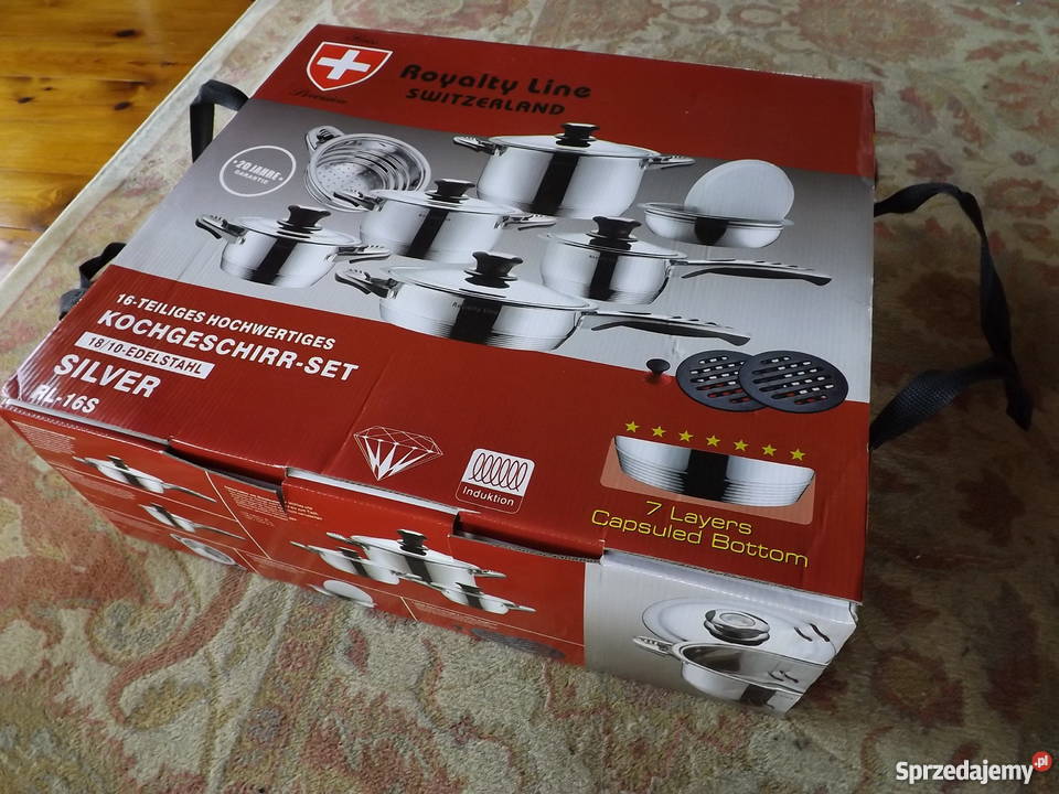 Garnki 7 warstwowe dno 16 elementów Żagań