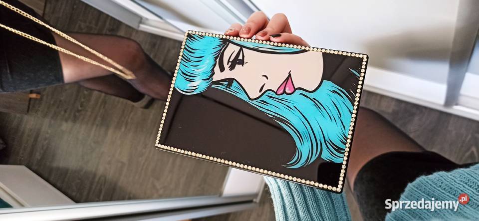 Czarna torebka kopertówka akrylowa Pop Art TANIO Torby i torebki mazowieckie Warszawa