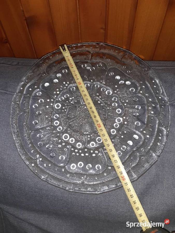 Śliczny duży talerz patera szkło Ząbkowickie Sosnowiec