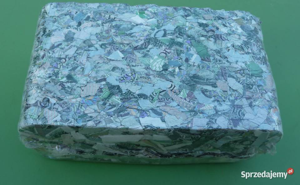 Brykiet z banknotów 100 zniszczone 150000