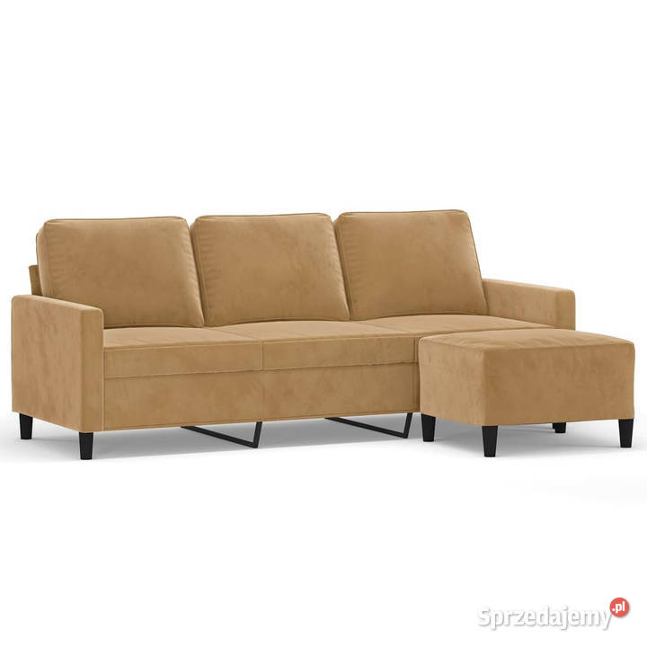 3osobowa sofa z podnóżkiem brązowy 180 aksamit Warszawa