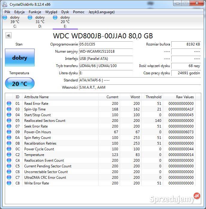 Dysk PATA Western Digital 80GB WDC WD800JB00JJA0 mazowieckie Warszawa