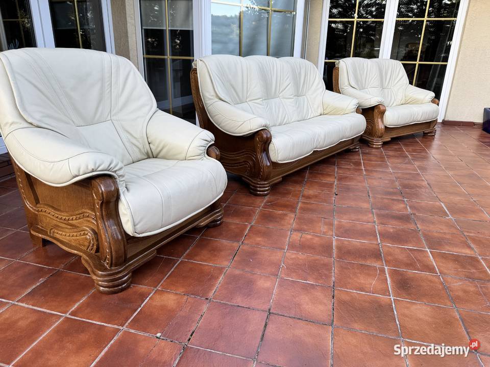 Zestaw mebli skórzanych wypoczynek skóra fotele Sulbiny
