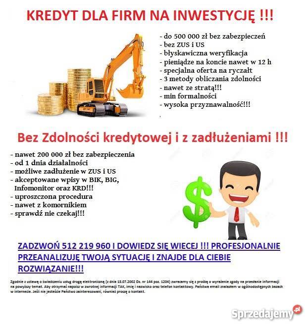 Kredyt firm bez zdolności i zadłużonych Gdańsk
