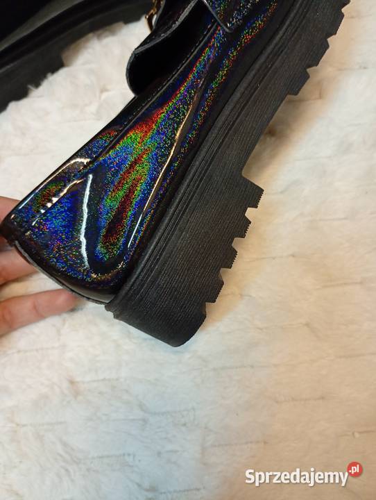 41 Czarne hologramowe mokasyny wieczorowe NOWE Moda i Styl Kraków