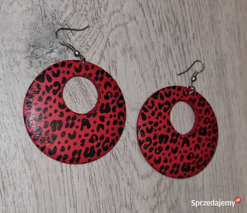 Kolczyki damskie panterka czerwień Kolczyki Łódź sprzedam