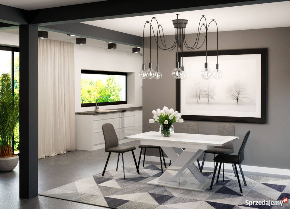 Nowoczesny stół rozkładany Biały połysk Biały Katowice