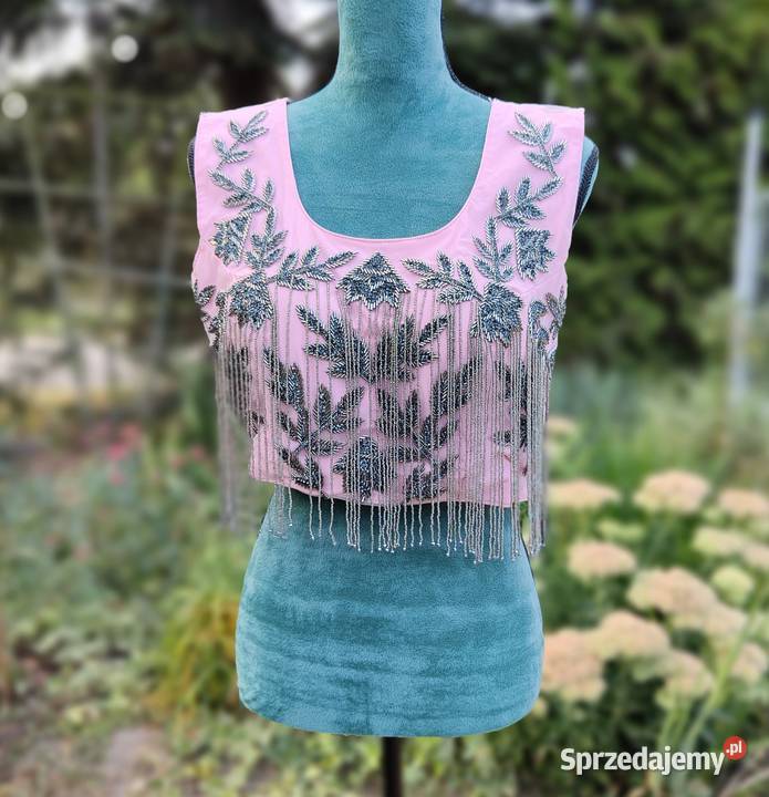 Różowy crop top bluzka L 40 XL 42 róż cekiny Szczecin sprzedam