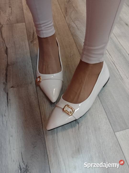4142 Kremowe baleriny wieczorowe NOWE Balerinki Kraków sprzedam