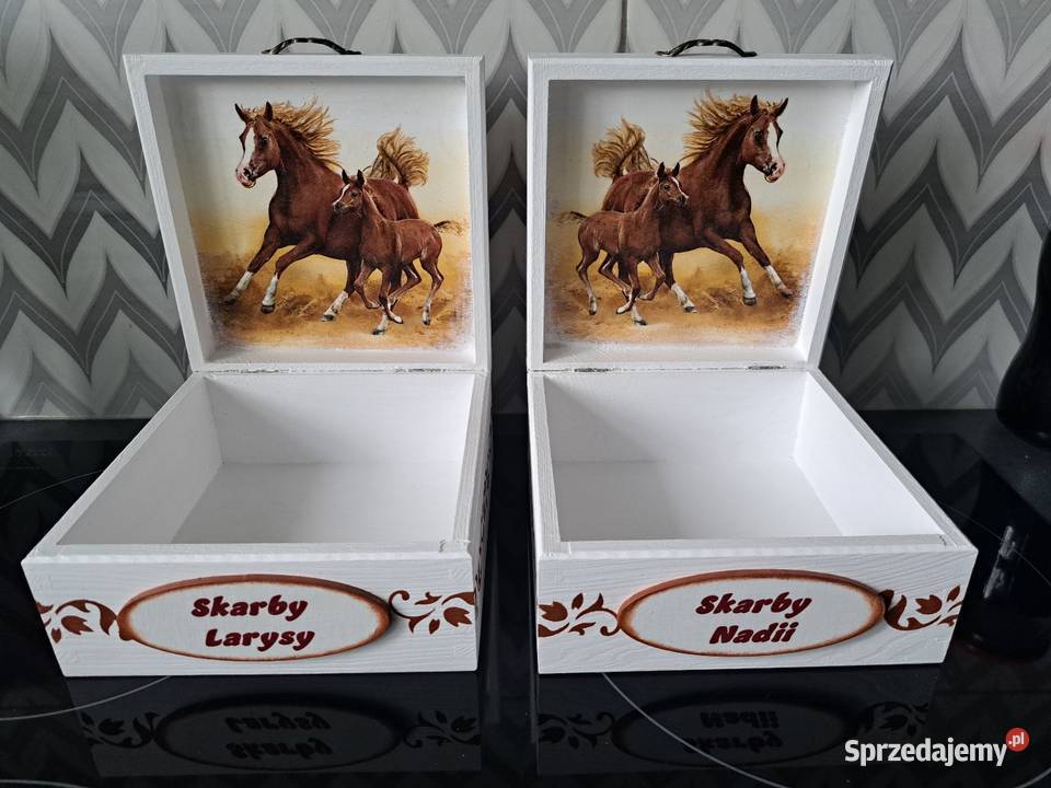Szkatułka konie z imieniem handmade opolskie sprzedam