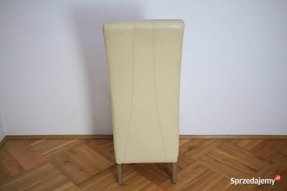 Krzesła tapicerowane jasna skóra 6 sztuk śląskie Pszczyna