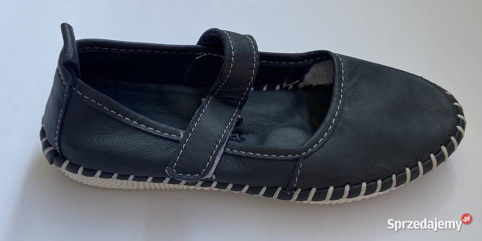 Granatowe dziewczęce skórzane baleriny 32 Balerinki Żyrardów