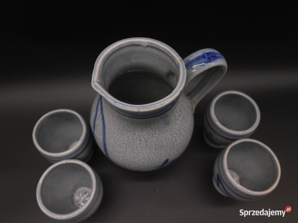 Ceramiczny dzbanek i 4 kubki Raszków