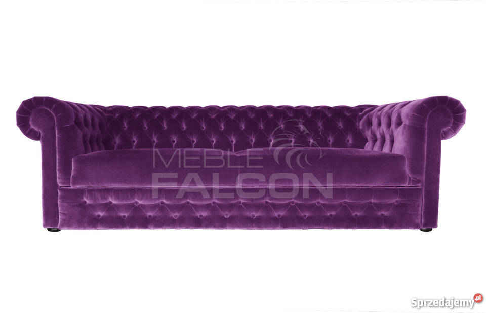 Pikowana sofa Chesterfield Elizabeth z funkcją fioletowy mazowieckie Warszawa