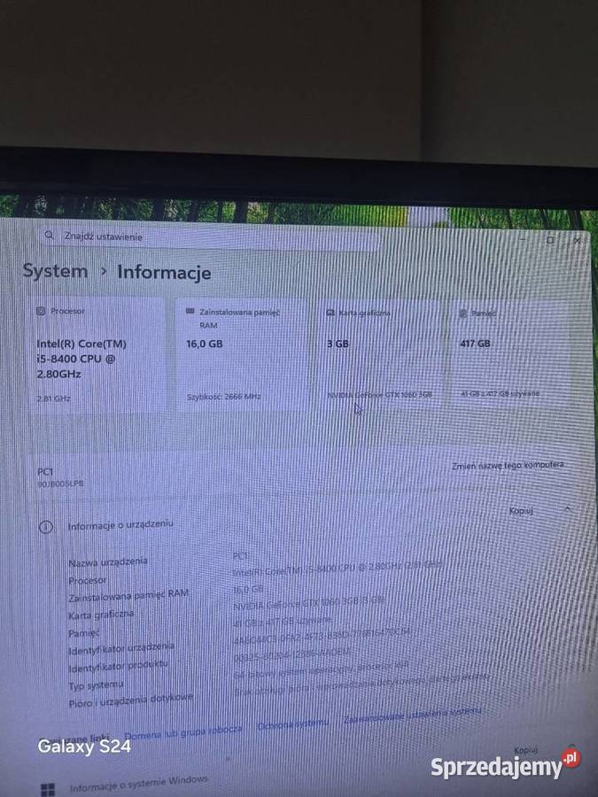 Komputer gamingowy Lenovo Legion i58400 GTX 1060 Liczba rdzeni procesora 6