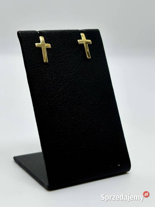 Nowe Złote Kolczyki pr 585 052g Krzyż Elbląg