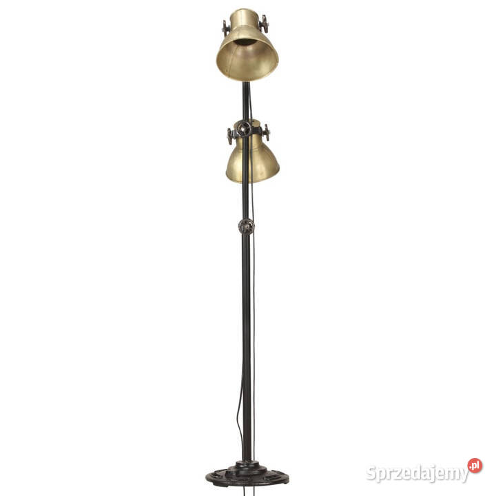 Lampa podłogowa z 2 kloszami mosiądz E27 żeliwo Warszawa