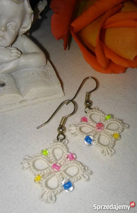 Kolczyki Frywolitkowe Wiśniowa