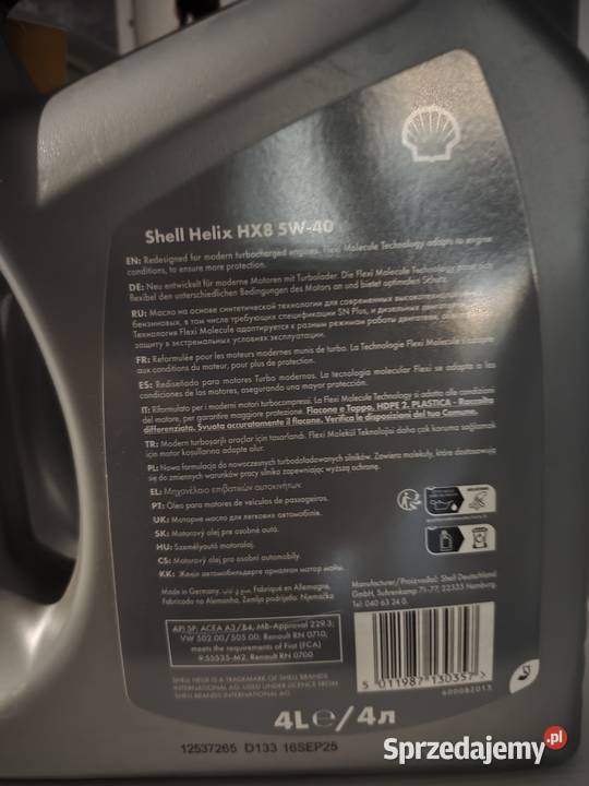 Olej SHELL HELIX HX8 5W40 4Lx2 8L Oleje silnikowe Gdańsk