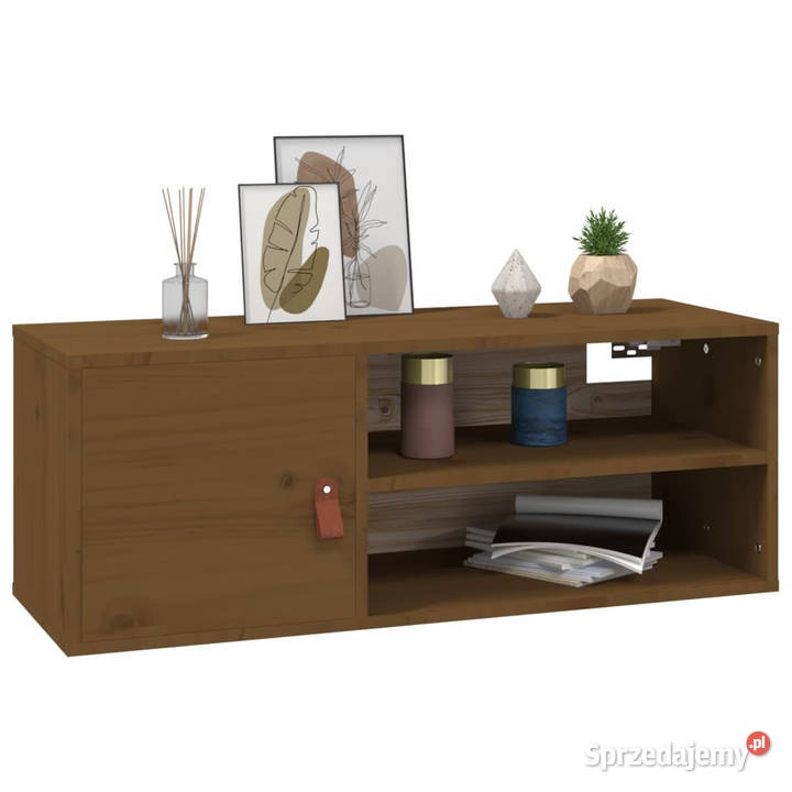 Szafka ścienna miodowy brąz 80x30x30 lite drewno