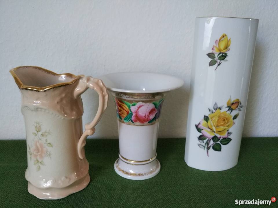 Porcelana duo wazon i świecznik wianek kwiatów Gorlice