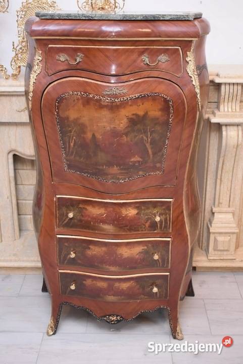 Piękna Drewniana Brzuchata Komoda Blat Marmur Kraków