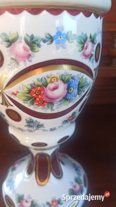 Bohemia wazon w stylu Biedermeier szkło rubinowe Antyki, Sztuka, Kolekcje Gdańsk
