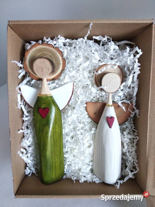 Para aniołków w prezentowym pudełku Figurki i rzeźby Wrocław