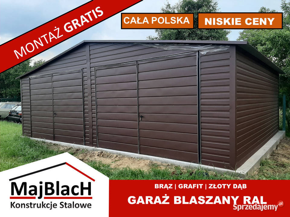 Duży Garaż Blaszany Brązowy Blaszak Garaże lubuskie Krosno Odrzańskie